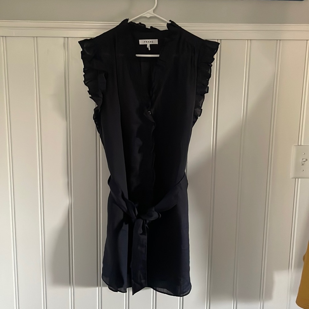 FRAME; adorable light linen sleeveless dress!